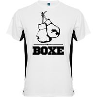 T-shirt homme BOXING motif "GANT DE BOXE" - Noir et blanc - Manches courtes - Respirant