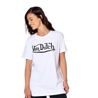 Von Dutch Tee shirt femme 100% coton, t-shirt femme JODIE, oversize, col rond & manches courtes - blanc taille S