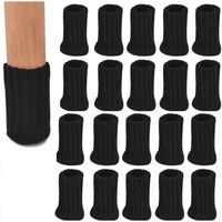 24pcs Chaussettes de meubles -protège-jambes de chaise antidérapantes pour pieds de chaise -noir