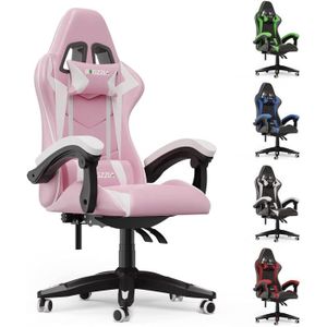 Chaise Gaming PowerGaming Blanc/Rose - Adaptable - Confortable