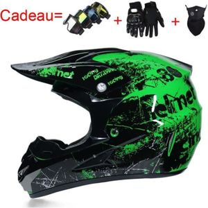 CASQUE MOTO SCOOTER VERT Casque Moto Cross Adulte-Enfant de Marque lux