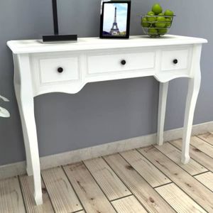 Mode Table De Console Et Coiffeuse Avec 3 Tiroirs Blanc Achat