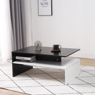 Tongjaa Table Basse De Salon En Bois Avec Rangement 90 54 42cm Noir Blanc Achat Vente Table Basse Tongjaa Table Basse De Salon Cdiscount