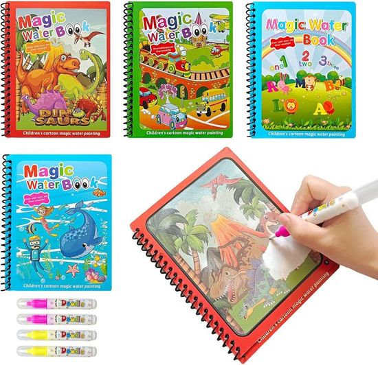 Livre De Coloriage à L'eau Réutilisable LinStyle - Magique, Sans Désordre, Avec Stylo, Pour Enfants 3 Ans Et Plus