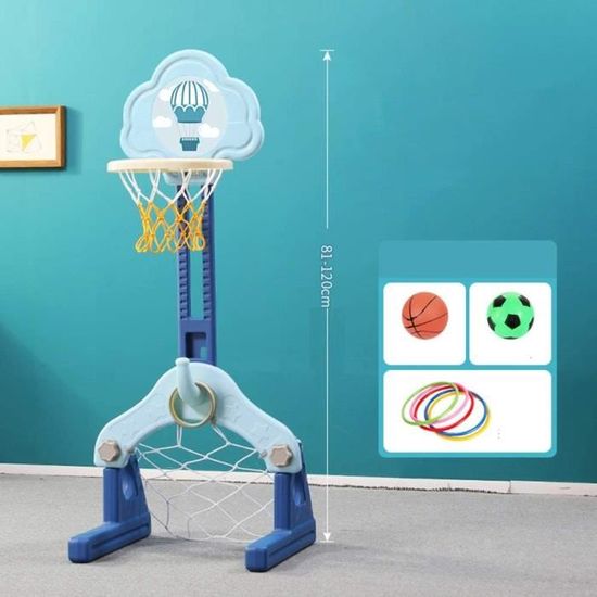 WUSUPU Panier De Basket Enfant Hauteur Réglable 50-150cm - Avec 3 Balles, 2 Filets & Pompe - Intérieur Extérieur