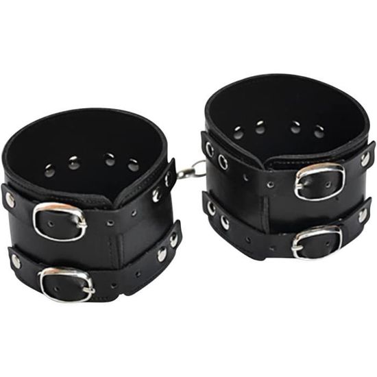 Menottes Poignets Réglables Cuir Noir BDSM Love And Vibes - Neuf
