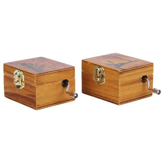 2PCS Boîte à Musique Manivelle Halloween - Cadeaux Bois Sculpté Pour Enfants Et Adultes