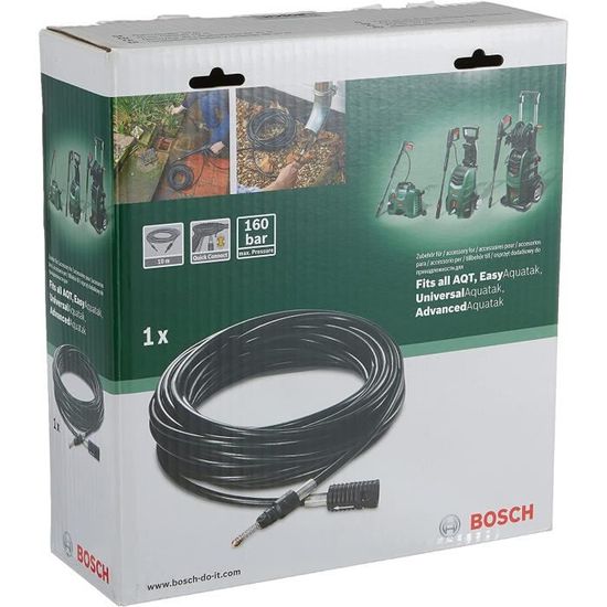 Flexible Débouche Canalisations Bosch 10m 160bar - Accessoire Pour Nettoyeur Haute Pression, Tuyaux Et Éviers