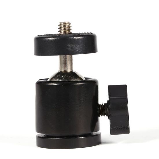 Mini Rotule Pivotante 360° Alliage Aluminium – Charge 3 Kg – Fixations 1/4" Et 3/8" – Pour Caméra, Trépied, Flash