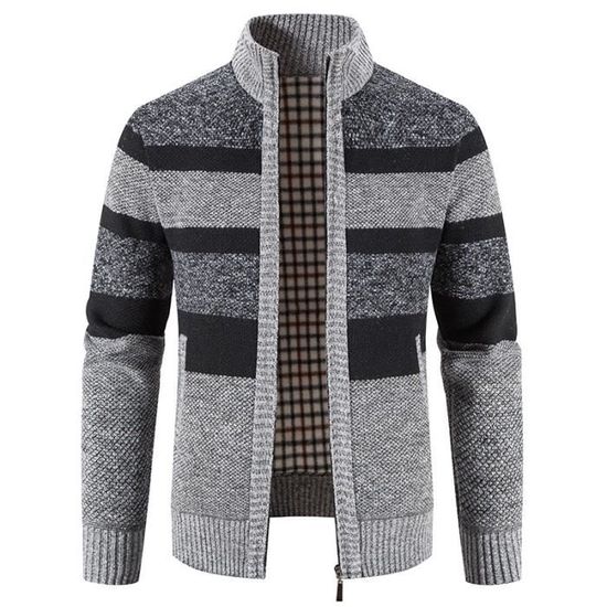 Cardigan Homme épais Polaire Doublé | Zip Complet Manches Longues | Hiver Casual Grande Taille