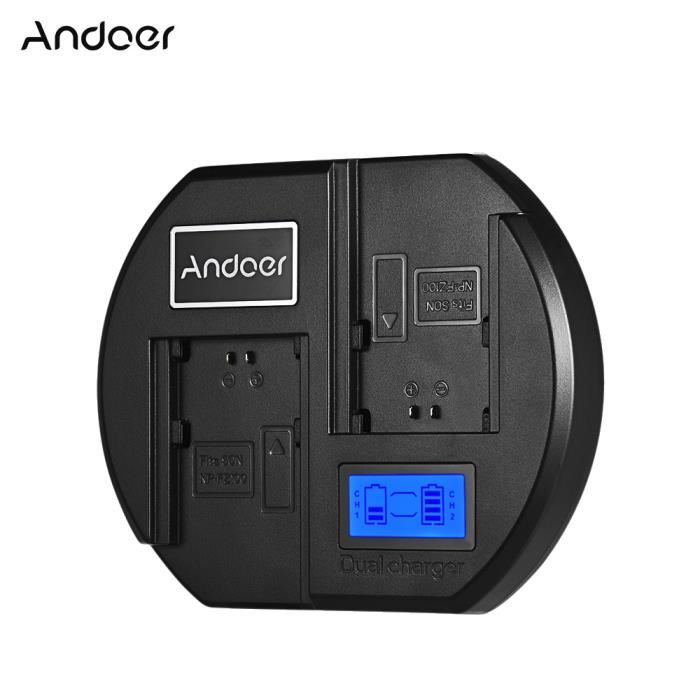 Andoer Fast Chargeur de batterie Caméra bicanal Chargeur de batterie Ecran LCD digital Entrée USB pour batterie Sony NP-FZ100