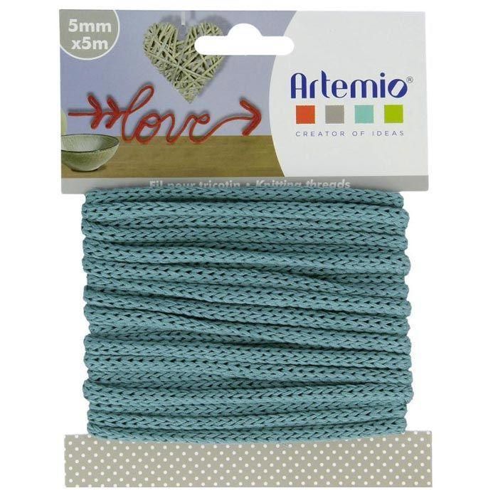 5 Mètres Fil tricotin vert bleu - Ficelle vert bleu 5mm