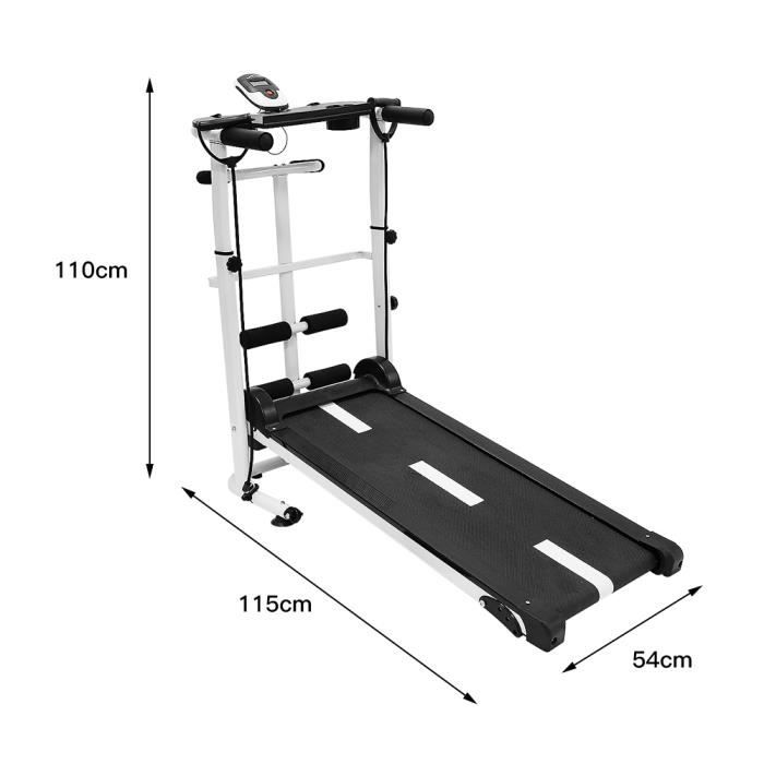 BUL Tapis de course multifonction, Tapis de marche mécanique - Noir - avec support pour ipad