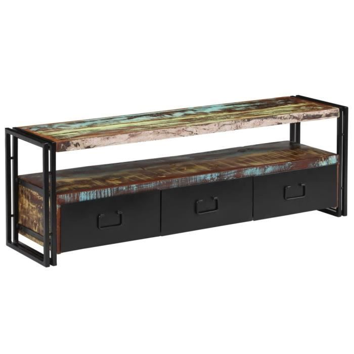 Meuble TV Bois de récupération massif 120 x 30 x 40 cm-GXU