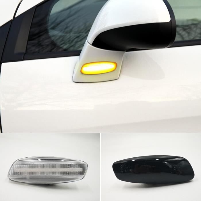 2Pcs Feux de gabarit latéraux à LED Dynamique Clignotants latéral orange pour Citroen C3 C4 C5 DS3 DS4 Peugeot 207 308 3008 5008 RCZ