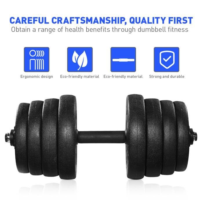 30 kg haltère réglable- BESPORTBLE (2,5 kg * 4 pièces + 2,0 kg * 4 pièces + 1,5 kg * 4 pièces + 1,25 * 4 pièces + 2 pôles + 4 écrous