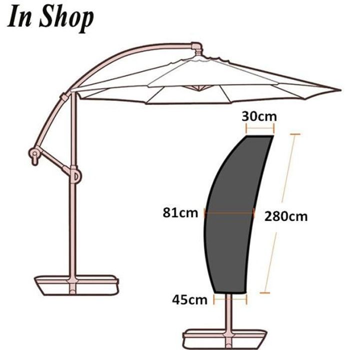 Housse de Parasol en Hauteur 280cm - Housse Parasol de grand taille en 210D Oxford, Imperméable Anti-Poussière/UV/Intempérie