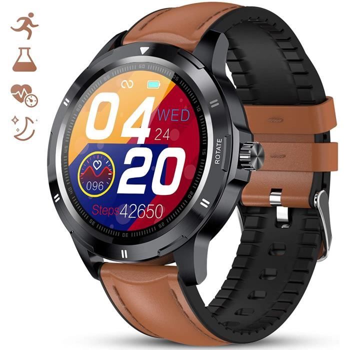 GOKOO Montre Connectée Homme Bracelet Connecté Moniteur de Fréquence Cardiaque Montre Cardio Sport Fitness Tracker d'Activité Calori