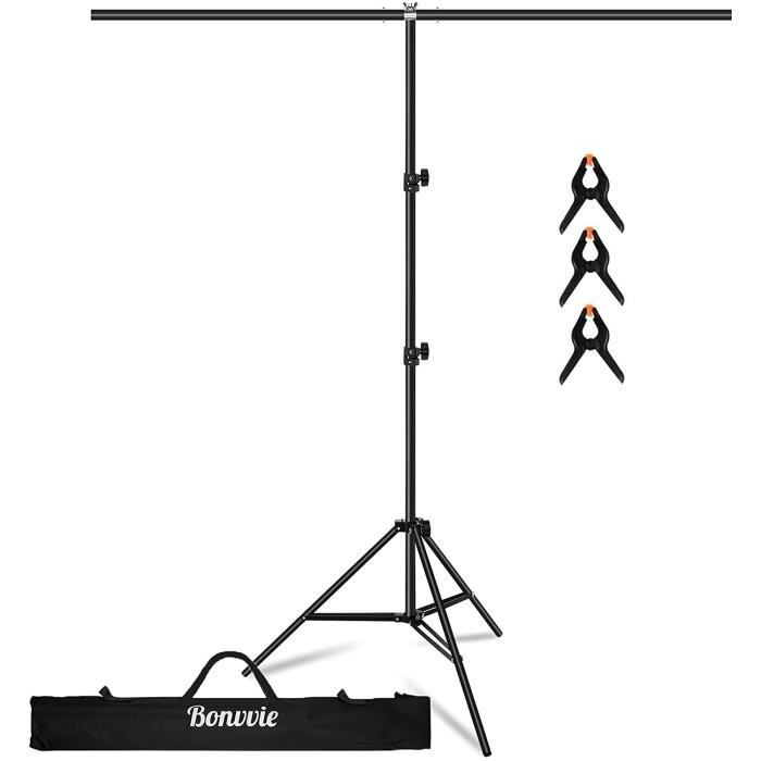 Support Fond Photo TForme 1,5m2mKit de Système de Support de Tissu de Studio Photo Réglable pour Studio Photo Vidéo avec Sac de Tr