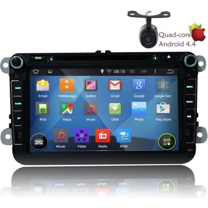 EINCAR AUTORADIO GA5153W 8 pouces voiture GPS Radio stéréo CD Lecteur de DVD pour VW Volkswagen Skoda Seat Quad Core Android 6.0.4