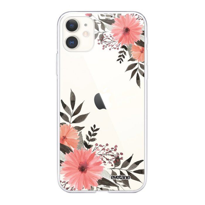 Coque pour iPhone 11 360 intégrale transparente Fleurs roses Tendance Evetane.