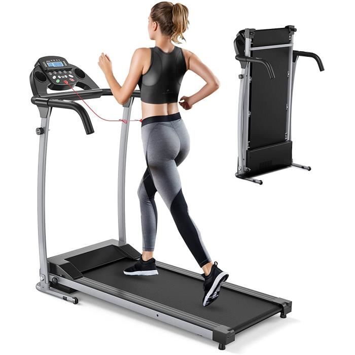 GOPLUS Tapis de Course Pliable,Tapis Roulant Electrique 500W,Cadran de Support Téléphone Portable,Ecran LCD,Multi-Mode P1-P12
