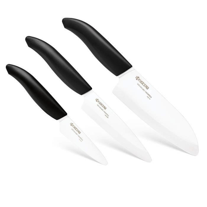 KYOCERA Gen Couteau Céramique Coffret cadeau, en plastique, noir/blanc - FK-3PC BK
