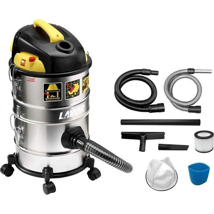 Aspirateur modulable LAVOR 1200 W 4 en 1 Eau Poussières Cendres + soufflant- Filtre Nylon lavable Cuve 2 x 14 Litres