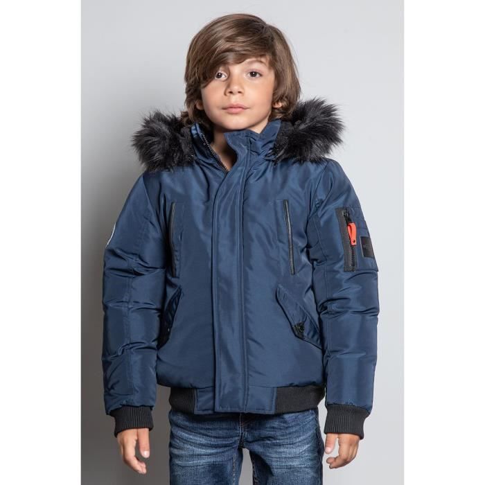 DEELUXE Parka courte à capuche et fourrure SHARK Navy