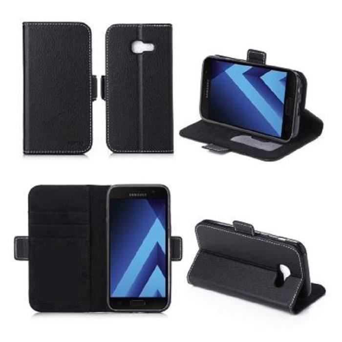 Portefeuille Folio Etui Coque Housse Noir Samsung Galaxy J3 2016