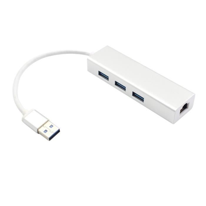 Hub USB 3.0 3 ports avec adaptateur réseau RJ45 Converter Gigabit Ethernet