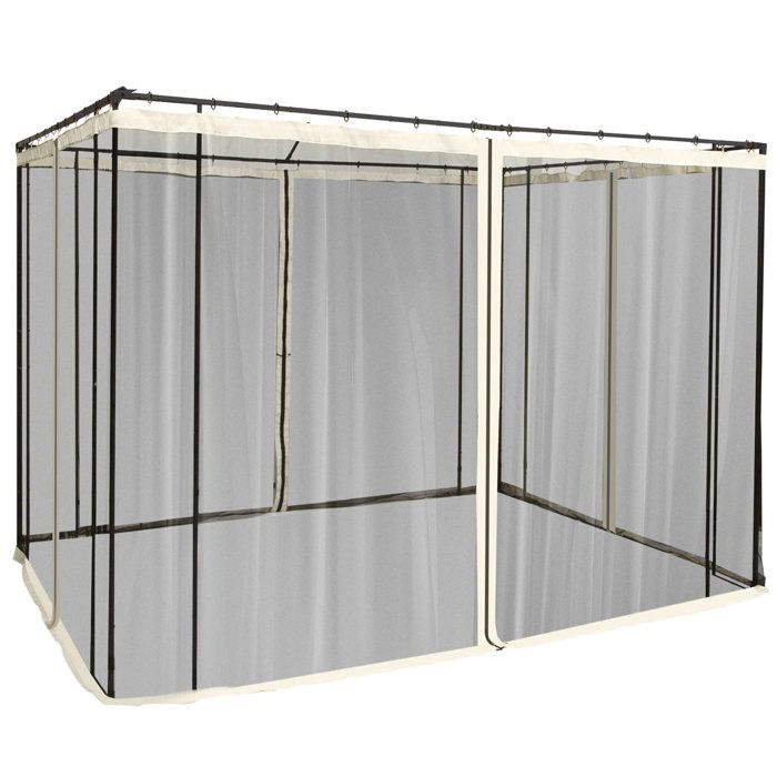 Moustiquaires pour tonnelle barnum pavillon de jardin 3 x 3 m - lot de 4 moustiquaires zippées + crochets d'attaches - polyester