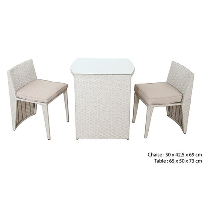 Set de balcon avec 3 pièces coloris beige - noir