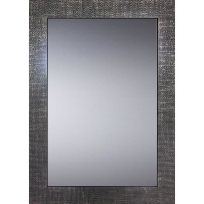 Pradel - Miroir Décoratif Glamour - Cadre Gris Métal - 70 cm x 50 cm (HxL) Gris Métal Foncé
