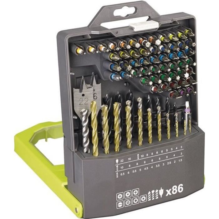 Coffret RYOBI 86 accessoires mixtes - perçage et vissage RAK86MIXC