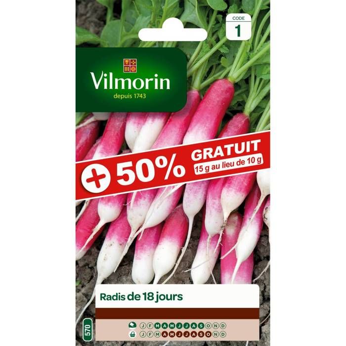 Sachet graines Radis de 18 jours +50% GRATUIT