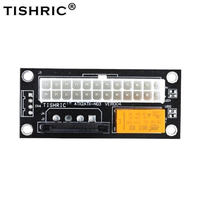 Black SATA-Autre -adaptateur de synchronisation d'alimentation double PSU noir,connecteur synchrone ad2psu ATX 24 broches à 4 broch