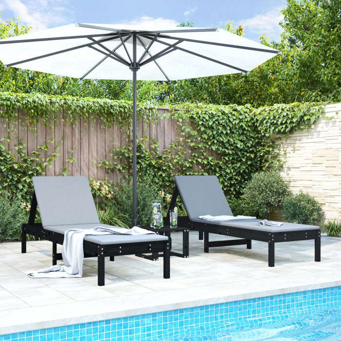 VIDA Chaises longues Pin massif