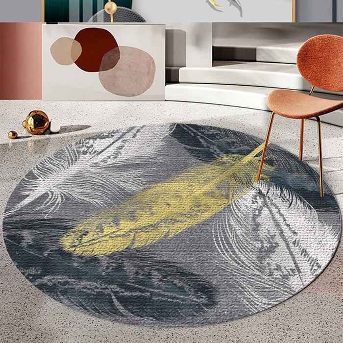 Tapis Rond Salon 90 Cm - Imprimé Abstrait Rose/noir, Antidérapant, Lavable En Machine, Pour Intérieur/extérieur - 6