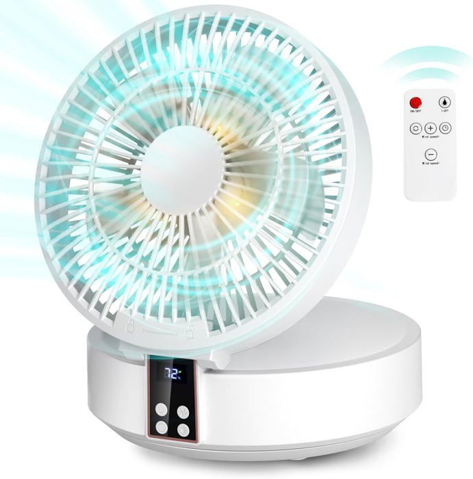 Mapille Mini Ventilateur de Table Silencieux, Oscillation 120°, 4 Vitesses, Petit Ventilateur de Bureau Puissant, 4000mAh Batterie, USB-C Rechargeable & Portable, pour Bureau Maison Extérieur (Blanc