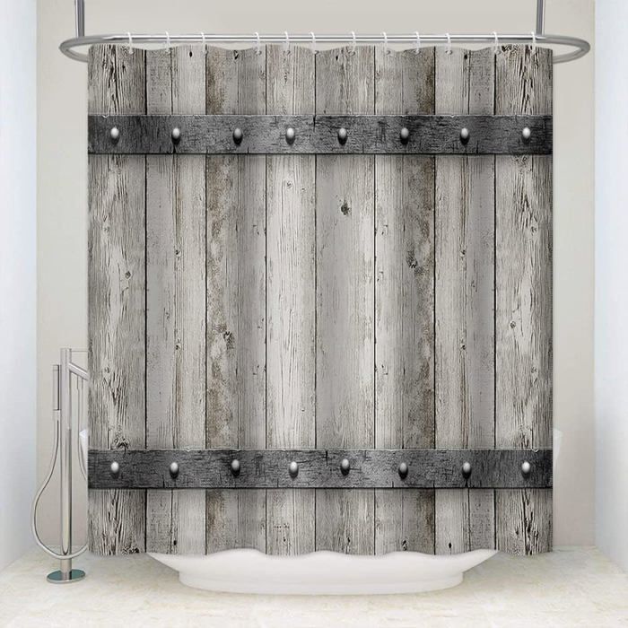 Rideau Douche Coton Rustique - 183x183 Cm Imperméable Avec Crochets Décoration Salle Bain Style Campagne