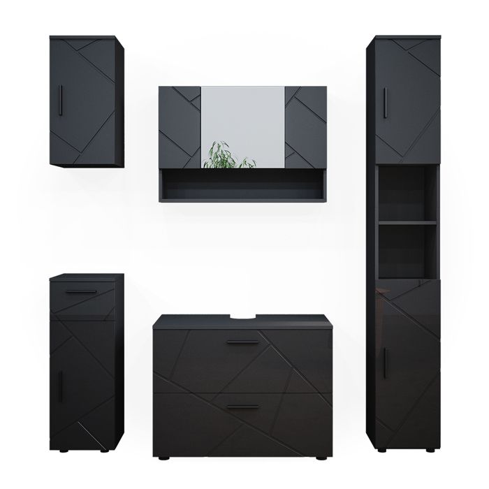 Vicco Armadio Alto Irma 3 Ante – Antracite/Artisan, 50x172 Cm Con Cesto Portabiancheria