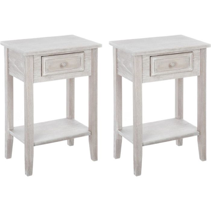 Lot de 2 tables de chevet 1 tiroir Charme Atmosphera