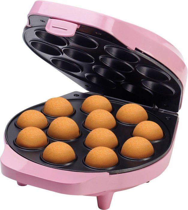 Machine à Cake Pops Bestron - Design Rétro Mignon, 700W, Anti-Adhésif, Rose - Parfait Pour Goûters Et Fêtes