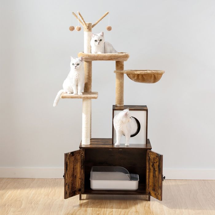Meilleurs prix pour HOOBRO Arbre à Chat avec Maison de Litière pour Chat, Maison pour Chat en Bois avec Tour à Chat, Mobilier d'Intérieur pour Chat