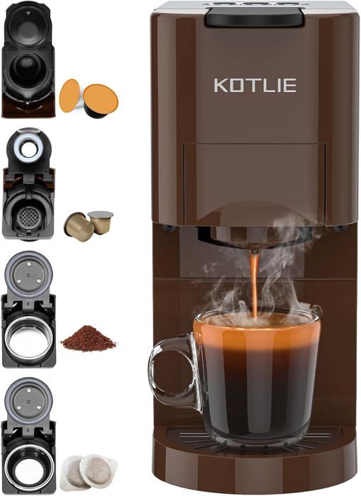 Machine à Café 4 En 1 - TWINBIRD - AC-513K - 19 Bar - 0.8L - Compatible Capsules et Café Moulu - Twinbird