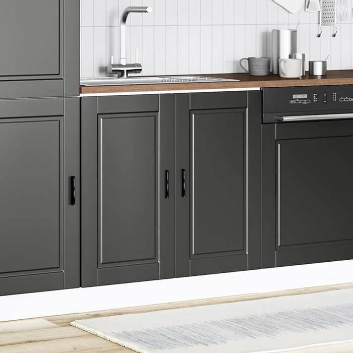 Armoire de cuisine - STAR - Meuble bas pour évier Porto - noir 80x46x815 cm bois ingénierie LL662