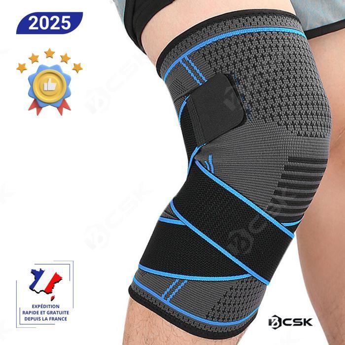 Genouillère Longue Compression Homme - Sport, Basketball, Course - Tissu Respirant, Taille L, Vert