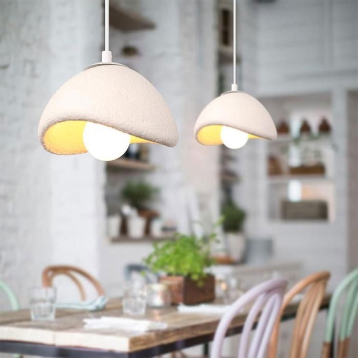 Suspension luminaire - SMOTOP - Abat-jour Mousse blanc Ø20 cm - 2x E27 - Style scandinave/modern