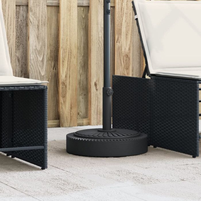 Base de parasol - Rond - 25 kg - Compatible mâts Ø38/48 mm - Noir